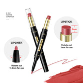 Sace Lady Matte Finish 2-in-1 Matte Lipstick & Lip Liner β Velvet Texture, Long-lasting Pigment